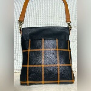 Thirty-One Shoulder Bag in Caramel Windowpane Pebble